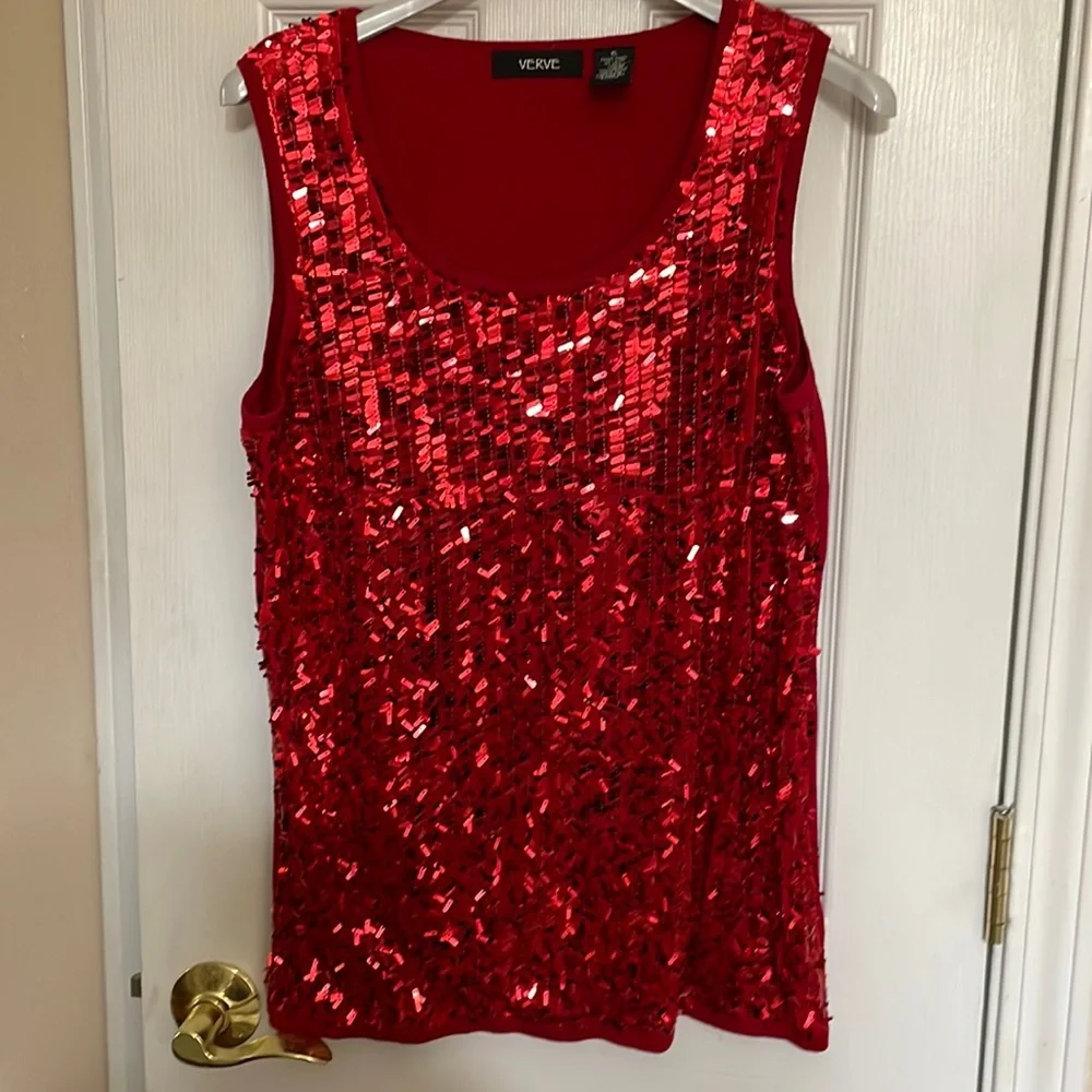Verve red sequin shell in xl - Picture 1 of 5